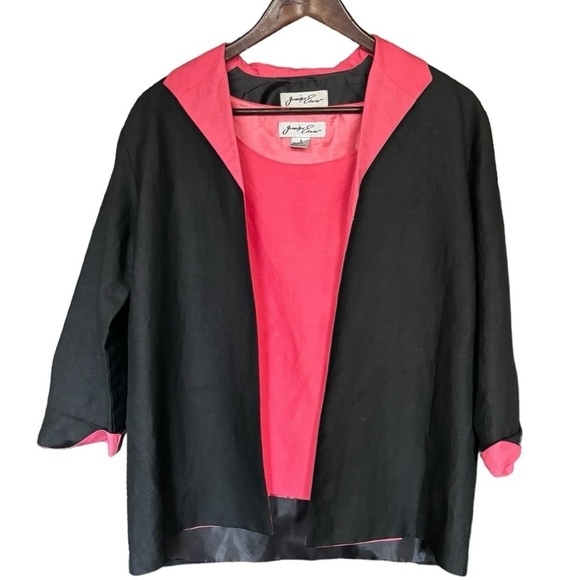 Jennifer Eden Two Piece Linen Like Black & Pink Blazer & Sleeveless Top Size 6 - Picture 15 of 15